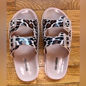 Mini Melissa Leopard Print Sandals - Black and Brown
